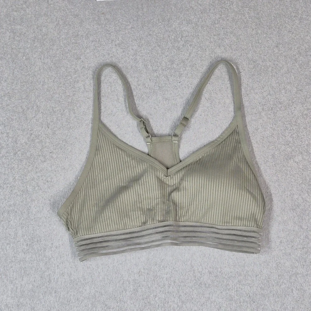PINK Women Sports Bra Medium Green Ultimate Lightly Lined Wireless Racerback